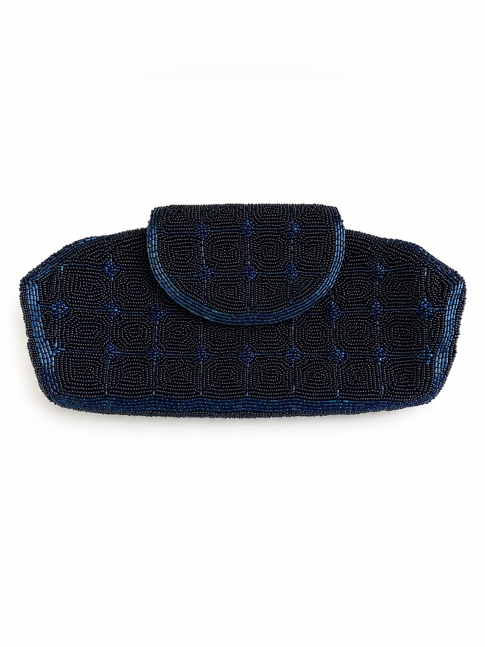Elegant Vintage Black and Blue Beaded Clutch